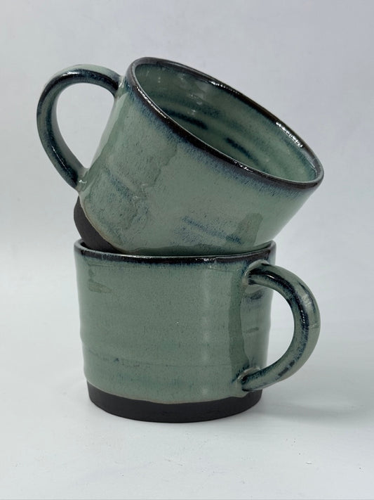 2 green mugs - medium/8oz