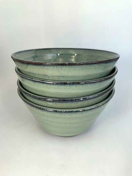 4 green soup bowls - small