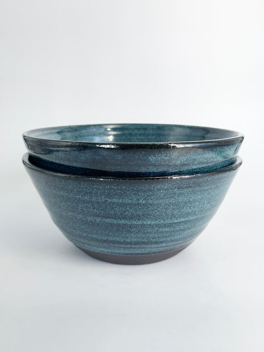 2 blue soup bowls - medium